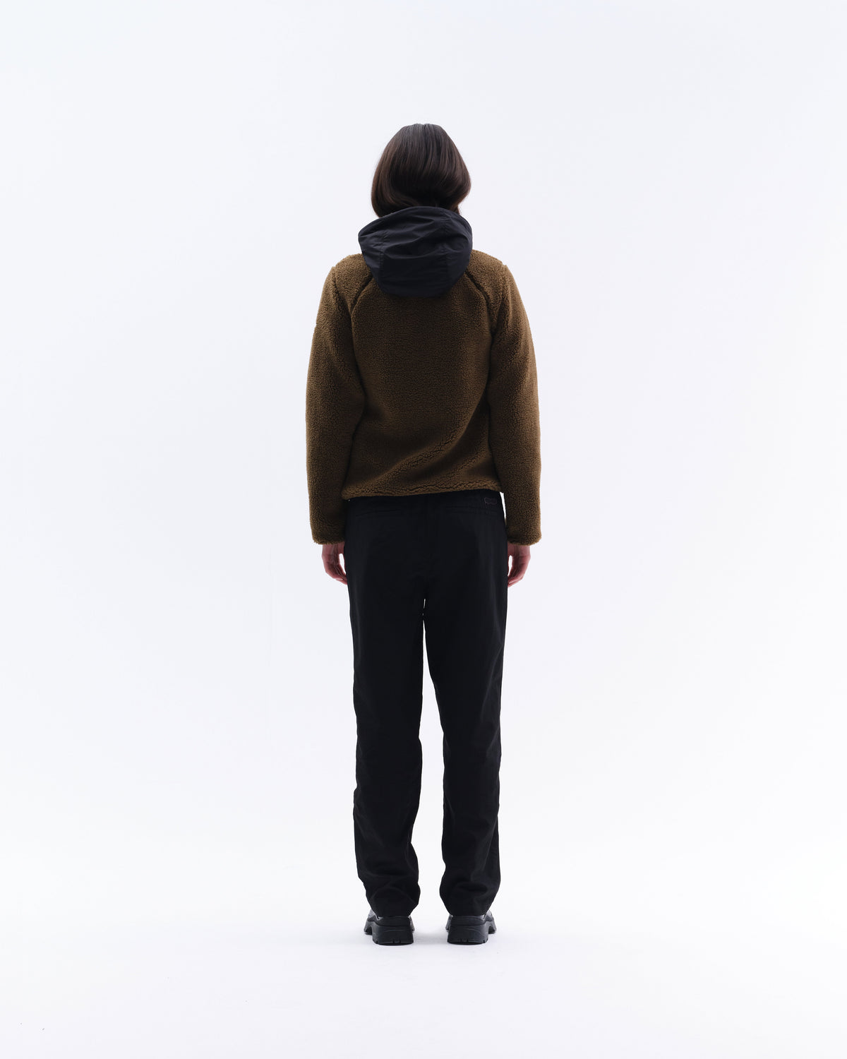 Model image - Hooded sherpa jacket Female - Black