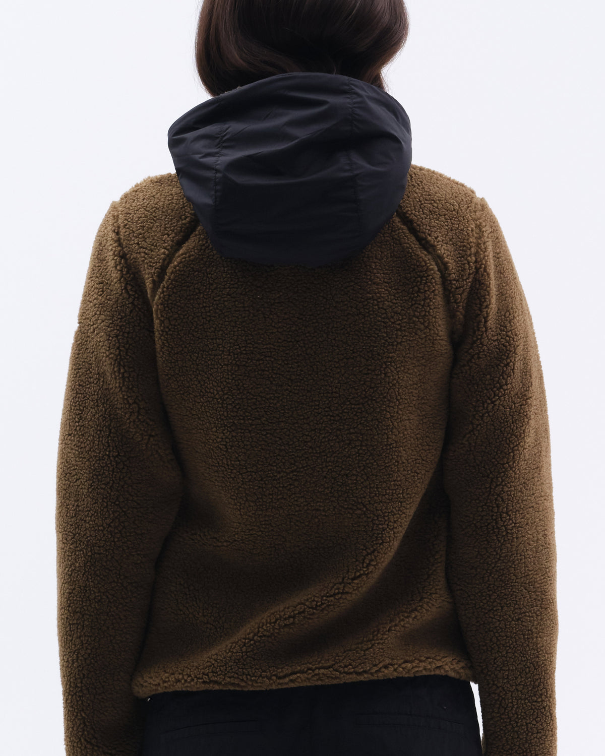 Model image - Hooded sherpa jacket Female - Black