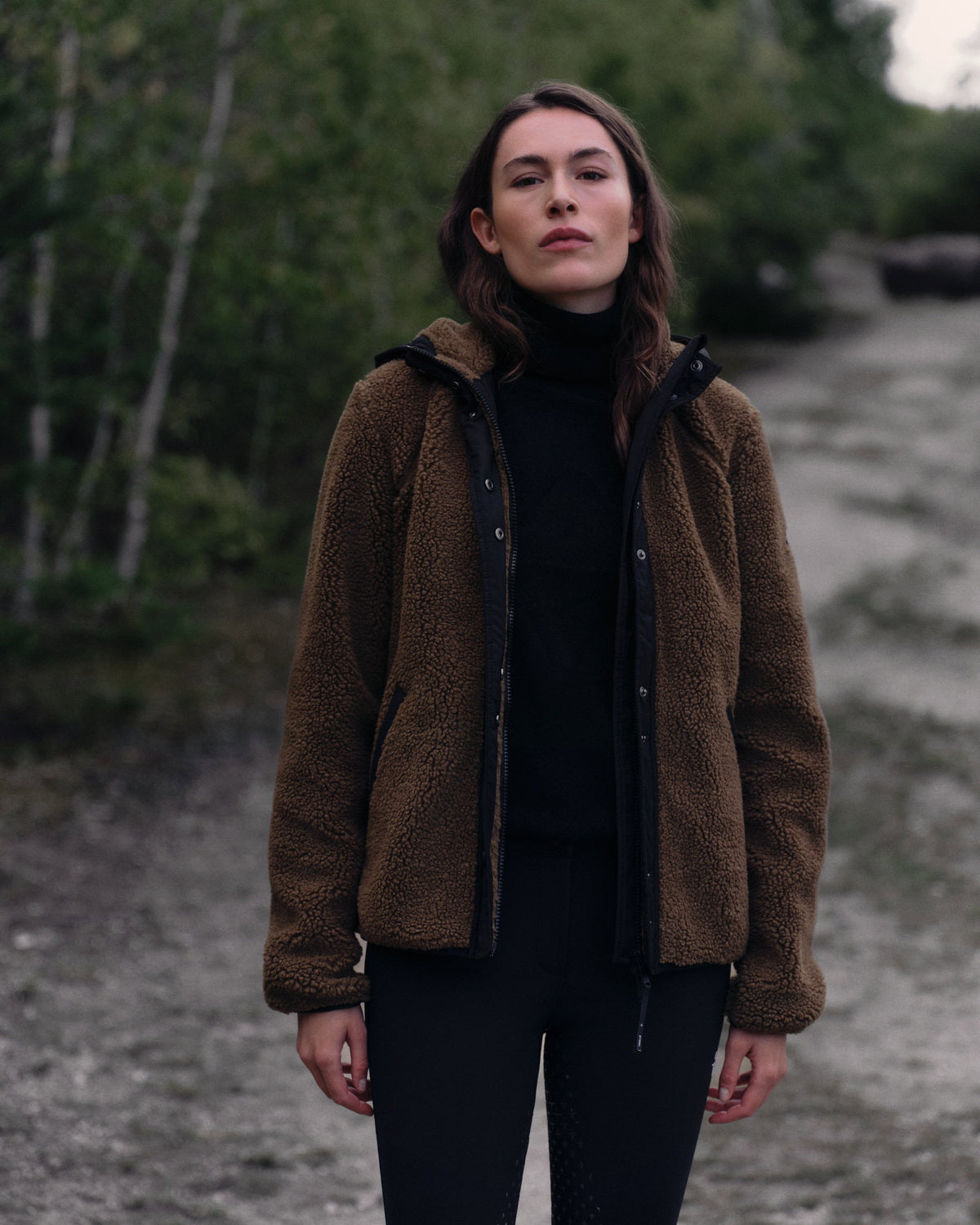 Model image - Hooded sherpa jacket Female - Black