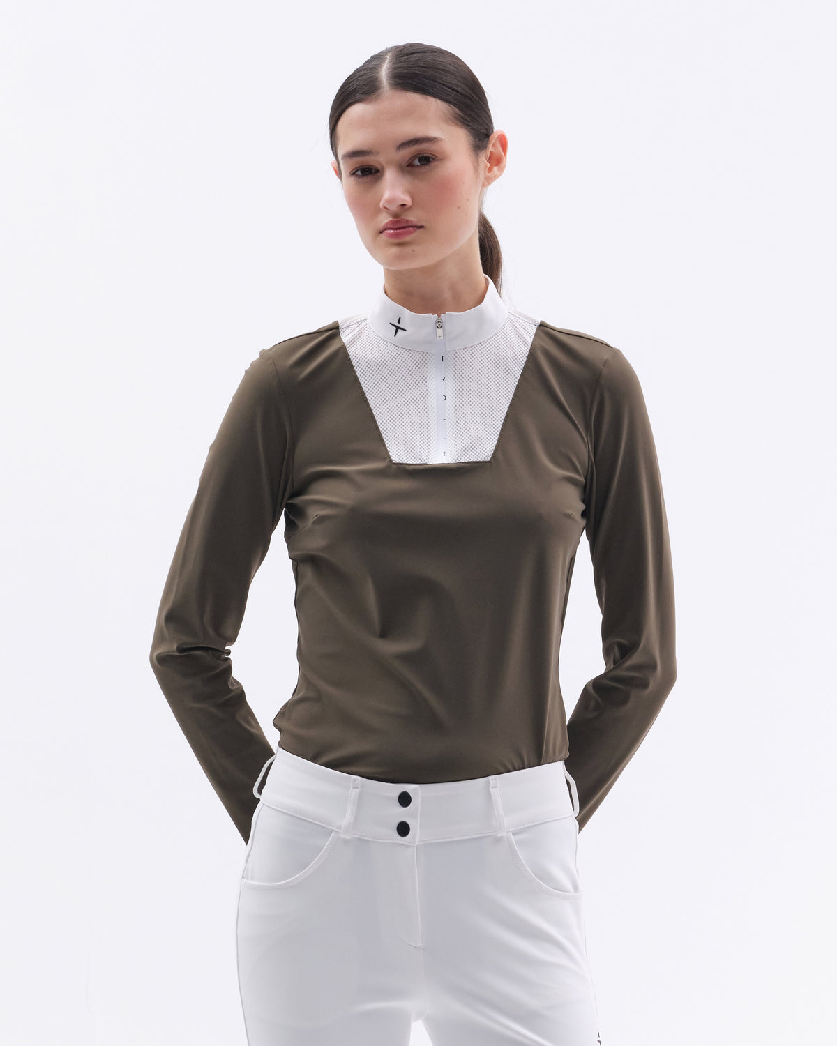 Model image - New Center Line Competition Long Sleeve Polo Mesh - Bordeaux