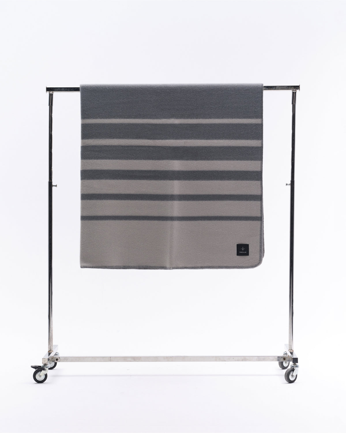 Model image - Faded Stripe Wool Blanket -  Navy/Grey