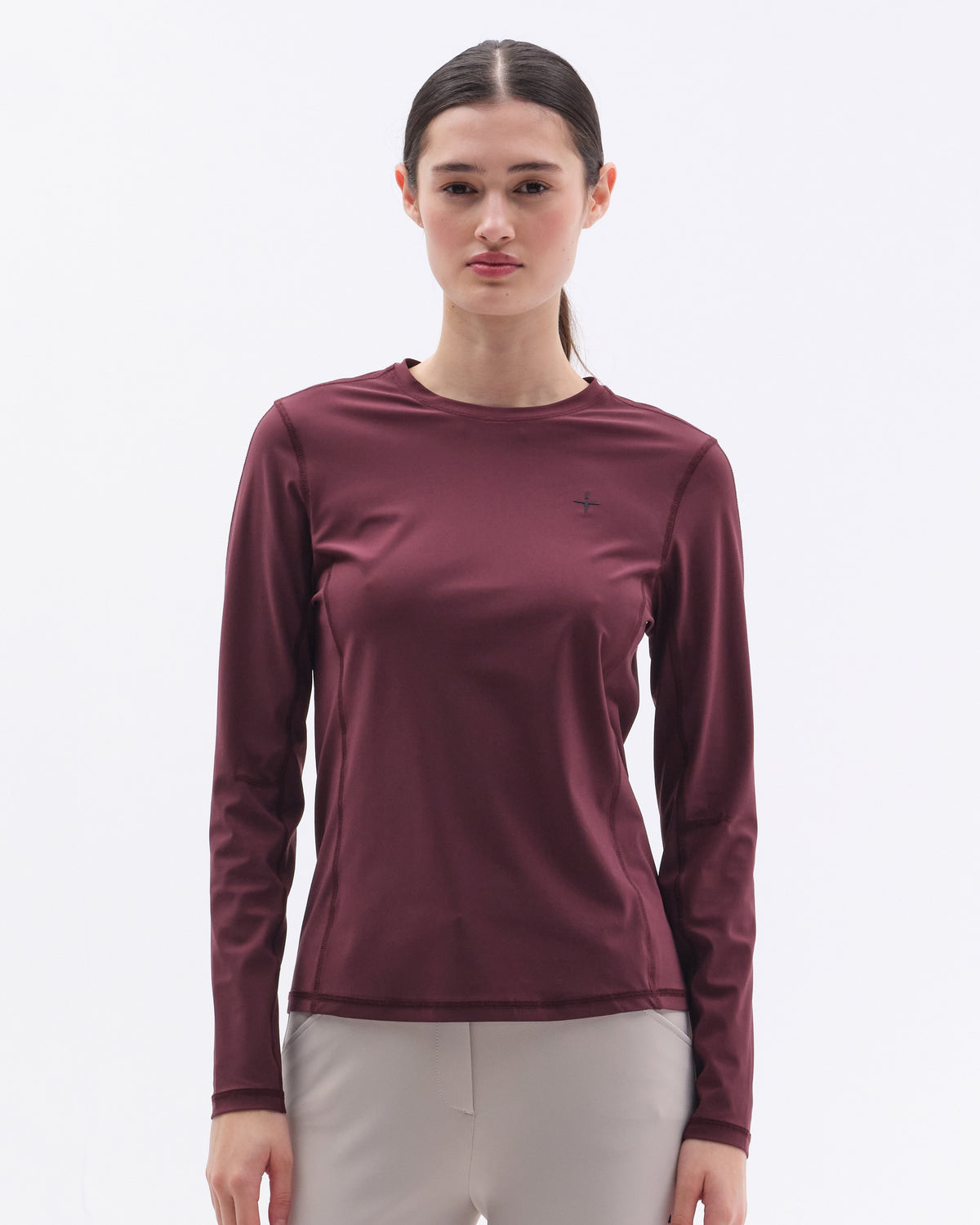 Model image - Long Sleeve Perforated T-shirt Female - Olive