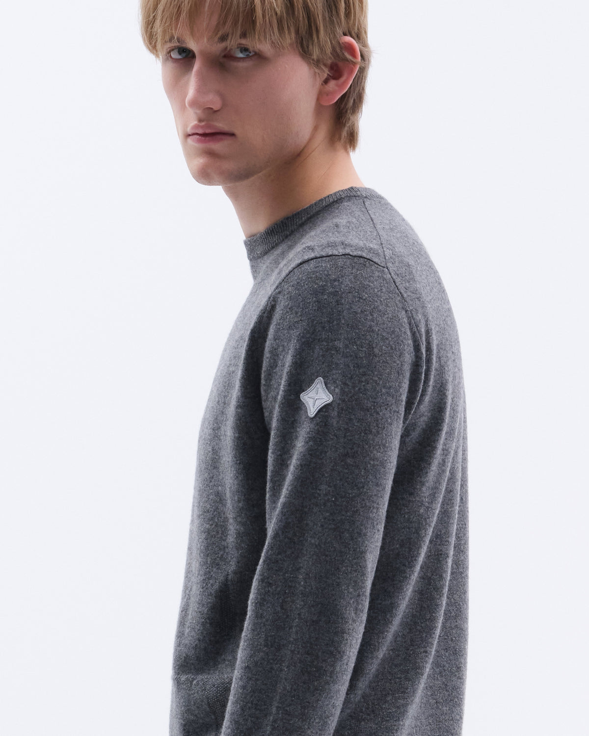 Model image - Tonal Fine Cashmere Logo Crew Sweater Male - Navy
