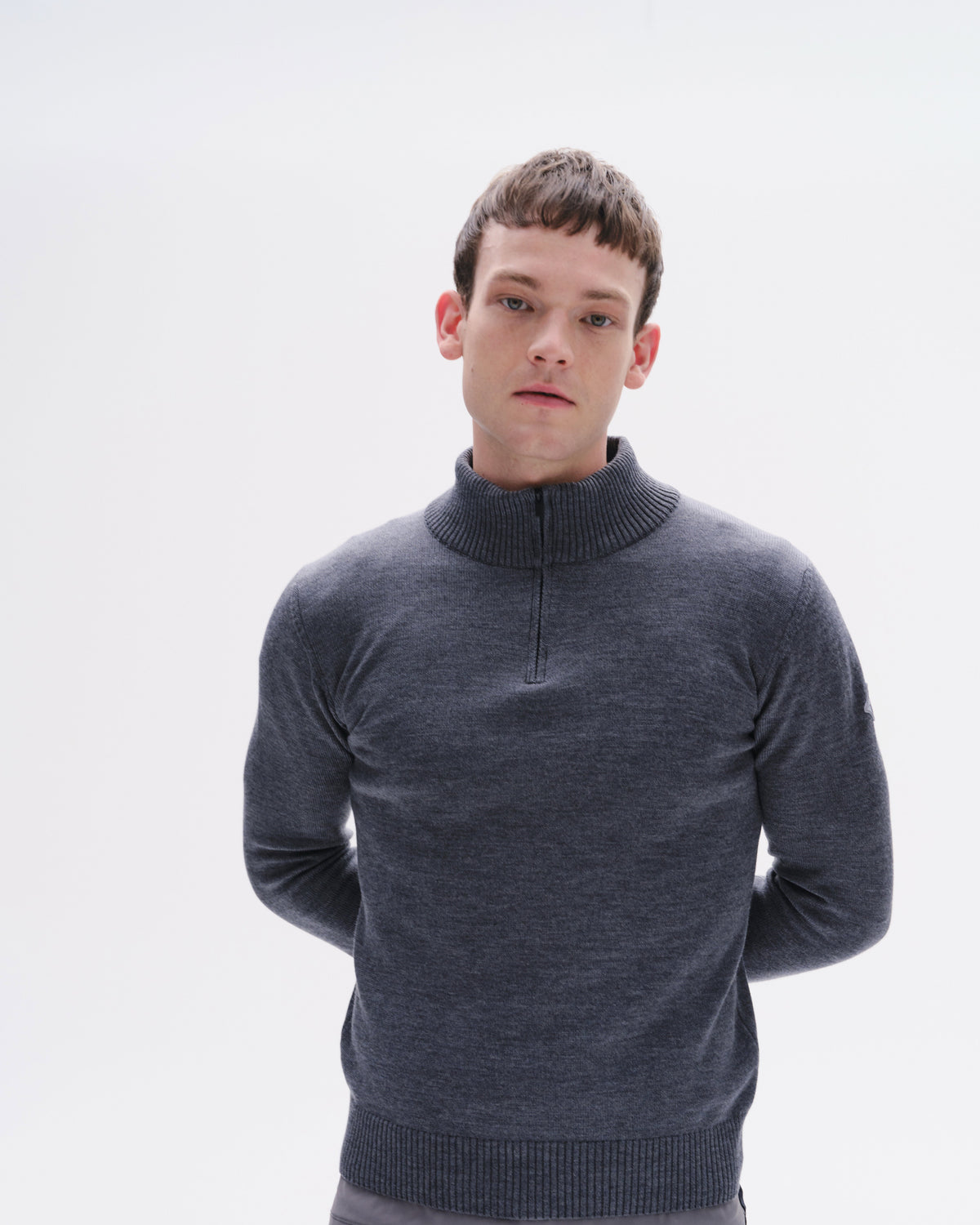 Model image - Half Zip Merino jumper Unisex - Terra Brown