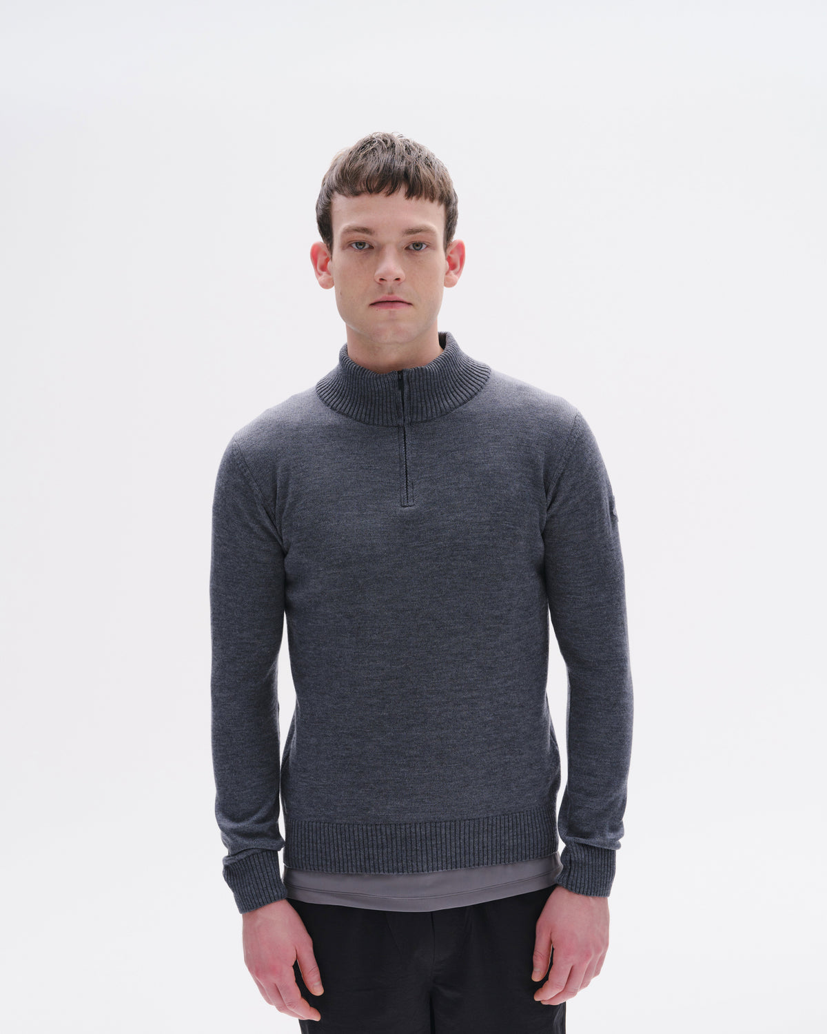 Model image - Half Zip Merino jumper Unisex - Terra Brown