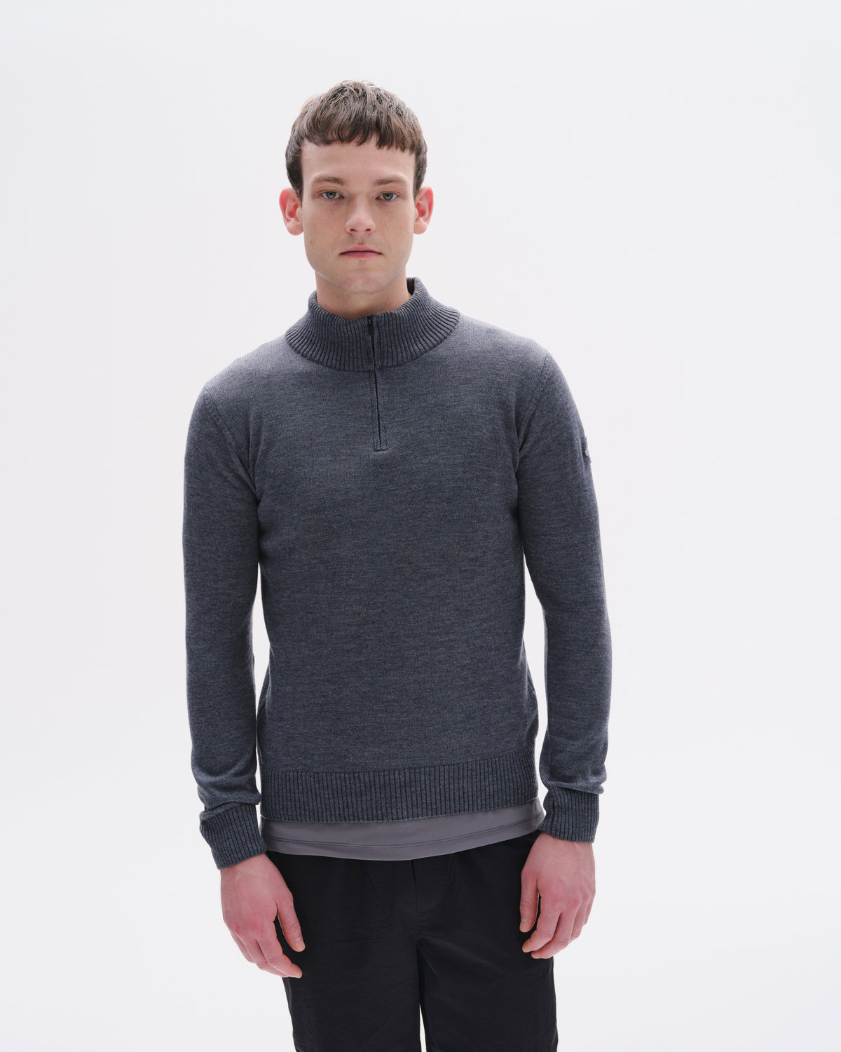 Model image - Half Zip Merino jumper Unisex - Terra Brown