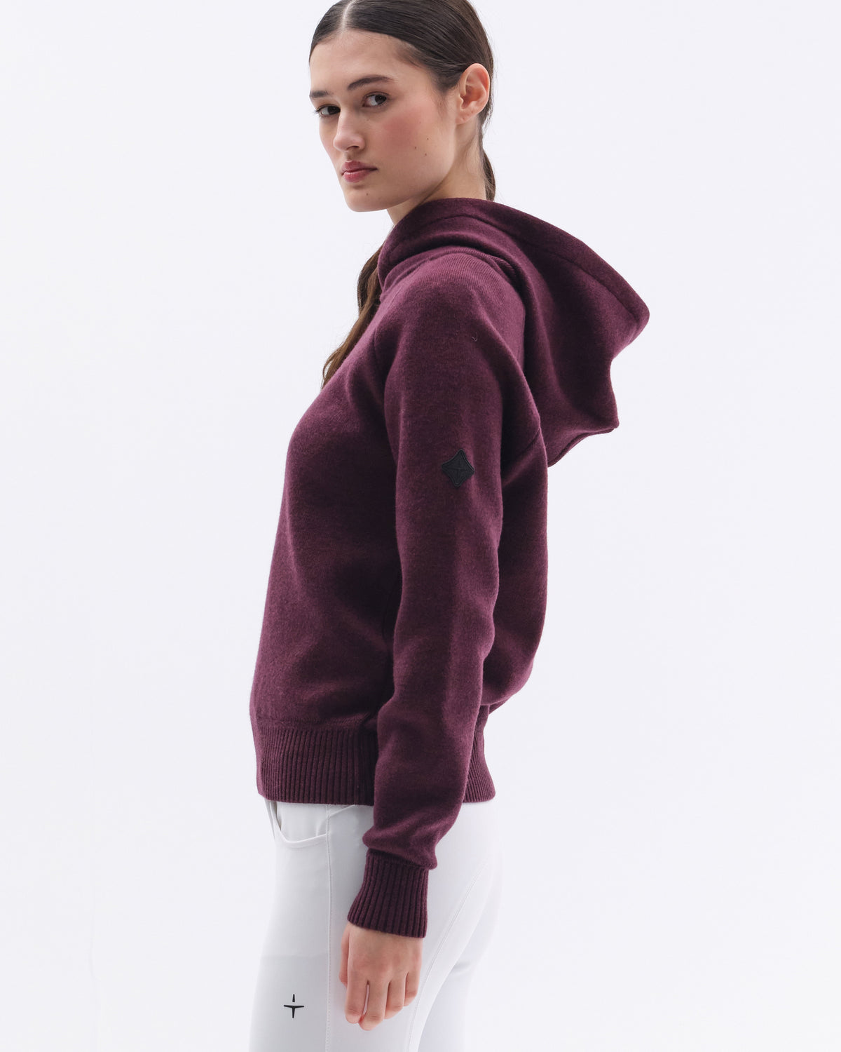 Model image - Loose Fit Extra Fine Merino Hoodie Female - Grey