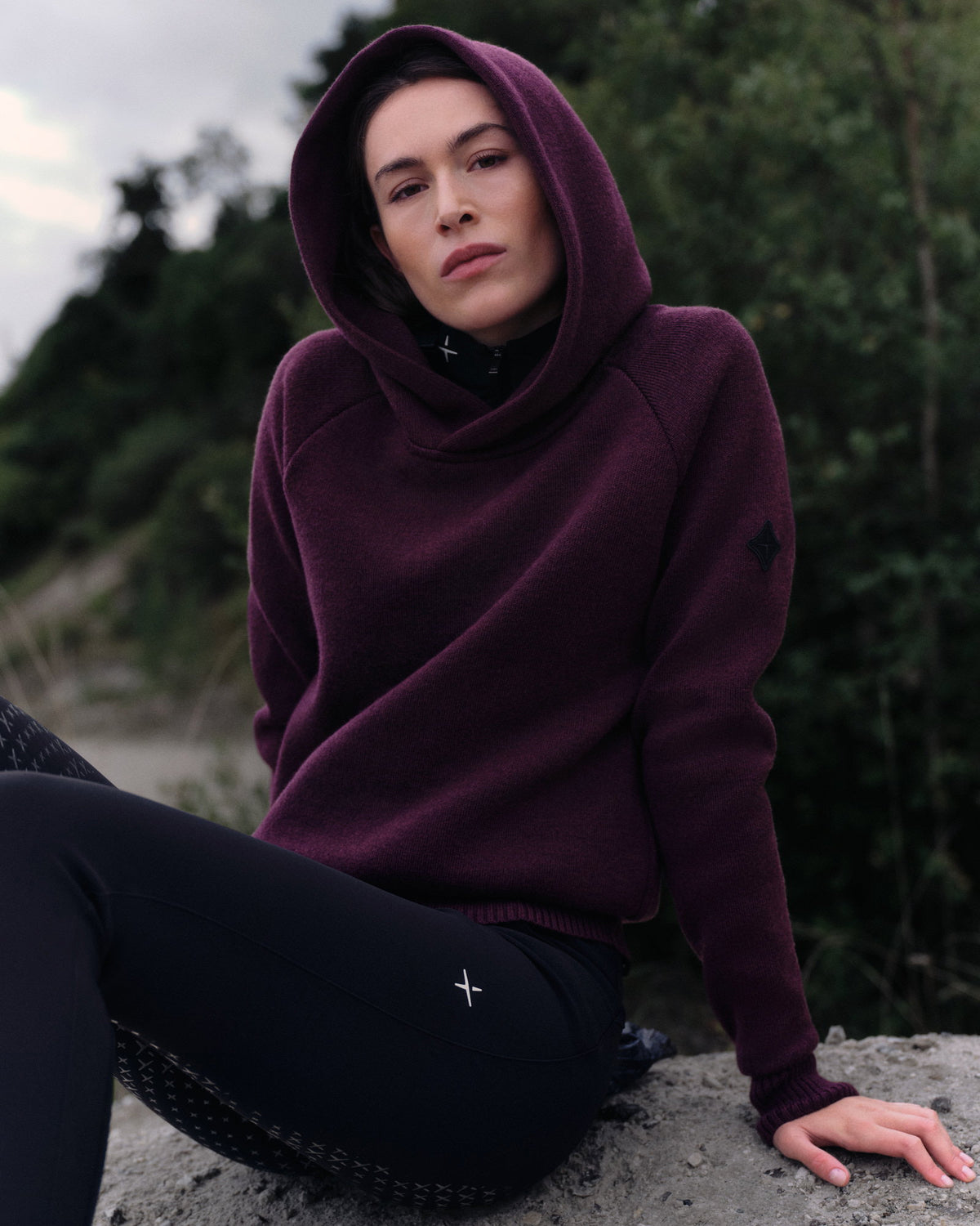 Model image - Loose Fit Extra Fine Merino Hoodie Female - Grey